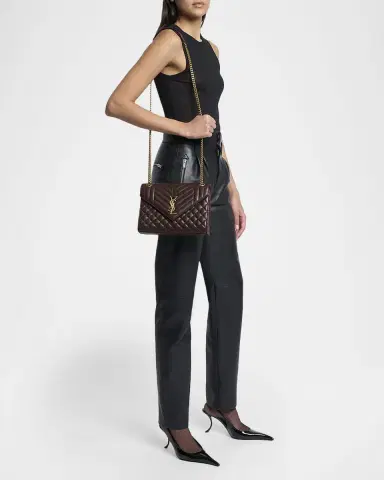 Saint Laurent Envelope Triquilt Medium YSL Shoulder Bag in Smooth Quilted Leather | Thumbnail 4 Saint Laurent Envelope Triquilt Medium YSL Shoulder Bag in Smooth Quilted Leather | Thumbnail 4