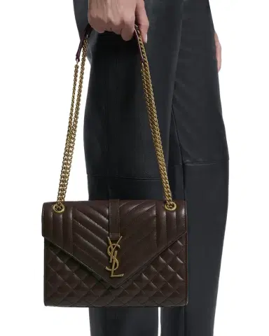 Saint Laurent Envelope Triquilt Medium YSL Shoulder Bag in Smooth Quilted Leather | Thumbnail 1 Saint Laurent Envelope Triquilt Medium YSL Shoulder Bag in Smooth Quilted Leather | Thumbnail 1