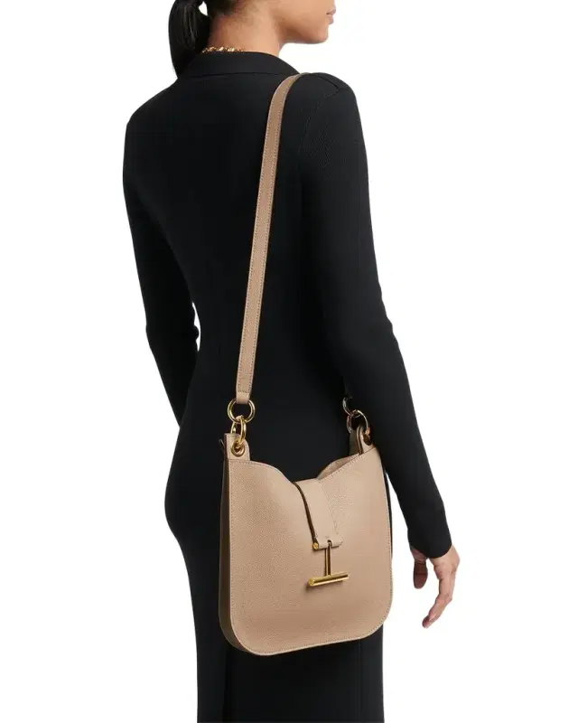 TOM FORD Tara Small Hobo Crossbody in Grained Leather