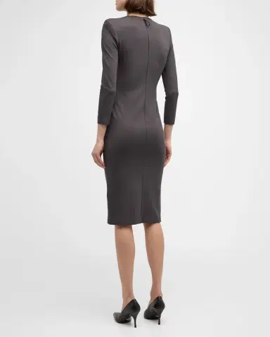 Giorgio Armani Tab-Front Gathered Jersey Sheath Dress | Thumbnail 4 Giorgio Armani Tab-Front Gathered Jersey Sheath Dress | Thumbnail 4