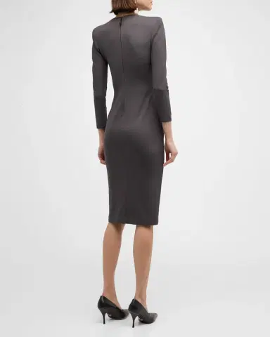 Giorgio Armani Tab-Front Gathered Jersey Sheath Dress | Thumbnail 6 Giorgio Armani Tab-Front Gathered Jersey Sheath Dress | Thumbnail 6