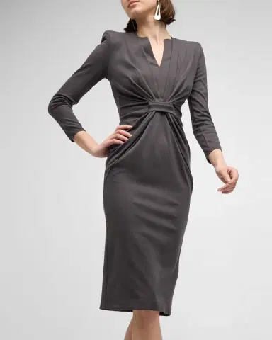 Giorgio Armani Tab-Front Gathered Jersey Sheath Dress | Thumbnail 7 Giorgio Armani Tab-Front Gathered Jersey Sheath Dress | Thumbnail 7