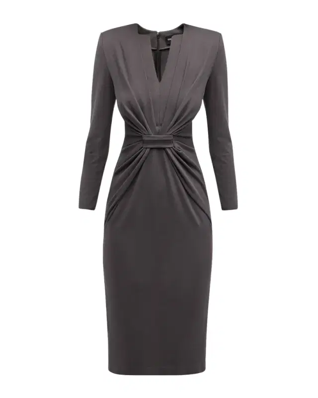 Giorgio Armani Tab-Front Gathered Jersey Sheath Dress