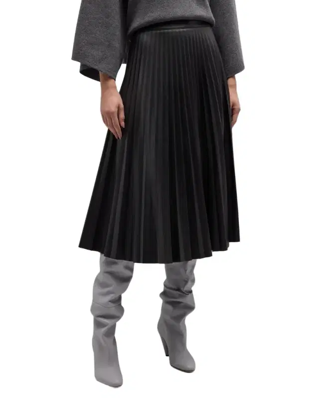 Proenza Schouler White Label Pleated Vegan Leather Midi Skirt