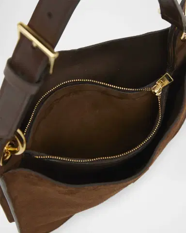 TOM FORD Tara Small Hobo Crossbody in Suede | Thumbnail 3