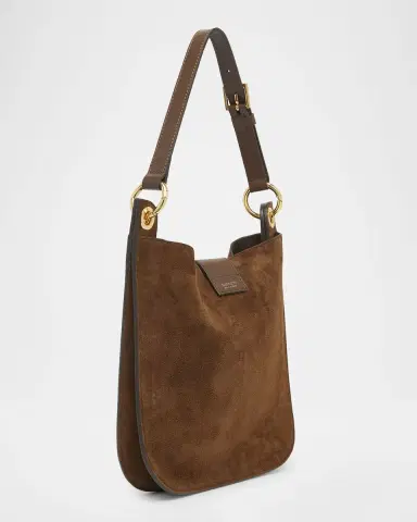 TOM FORD Tara Small Hobo Crossbody in Suede | Thumbnail 6