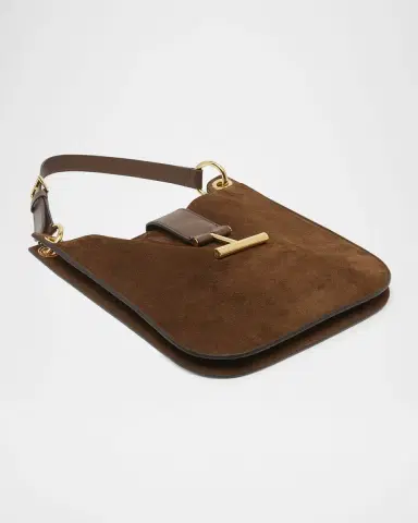 TOM FORD Tara Small Hobo Crossbody in Suede | Thumbnail 7