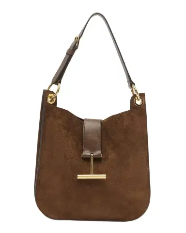 TOM FORD Tara Small Hobo Crossbody in Suede | Thumbnail 1