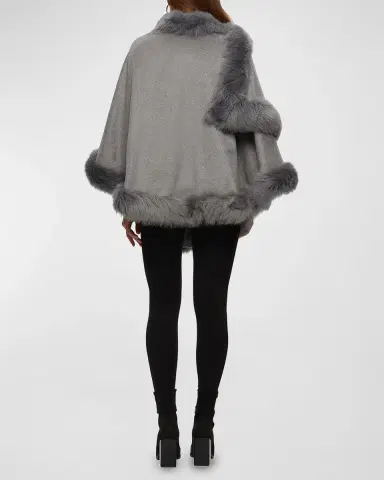 Gorski Cashmere Capelet with Lamb Shearling Trim | Thumbnail 2