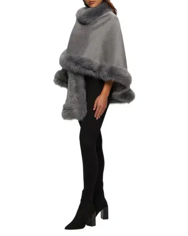 Gorski Cashmere Capelet with Lamb Shearling Trim | Thumbnail 1