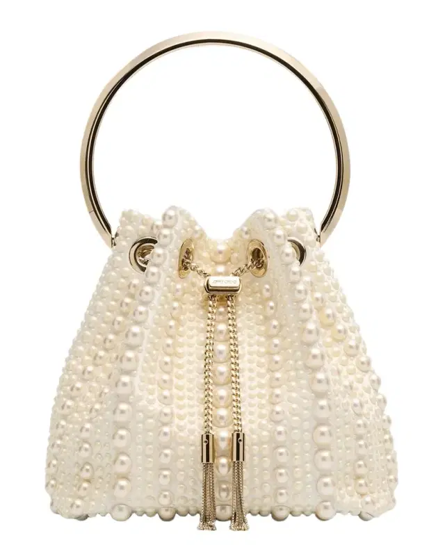Jimmy Choo Bon Bon Pearly Satin Bucket Bag