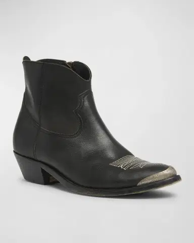 Golden Goose Young Leather Zip Cowboy Ankle Boots | Thumbnail 3