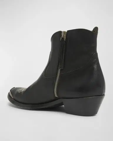Golden Goose Young Leather Zip Cowboy Ankle Boots | Thumbnail 4