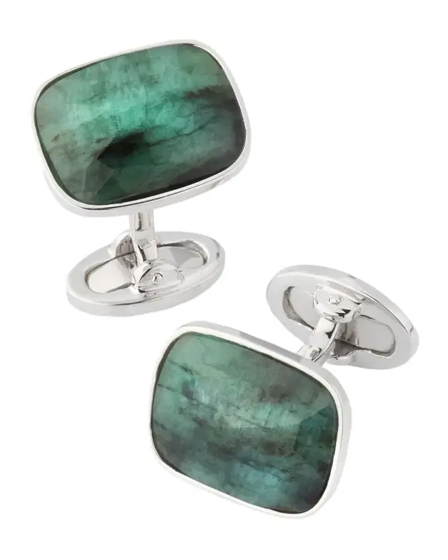 Men 's Square Emerald Cufflinks