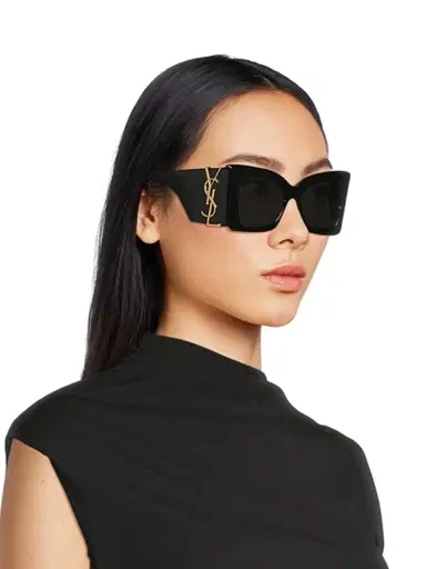 Saint Laurent Women's Monogram Acetate 54MM Blaze Rectangular Sunglasses - Black Havana Grey | Thumbnail 3 Saint Laurent Women's Monogram Acetate 54MM Blaze Rectangular Sunglasses - Black Havana Grey | Thumbnail 3