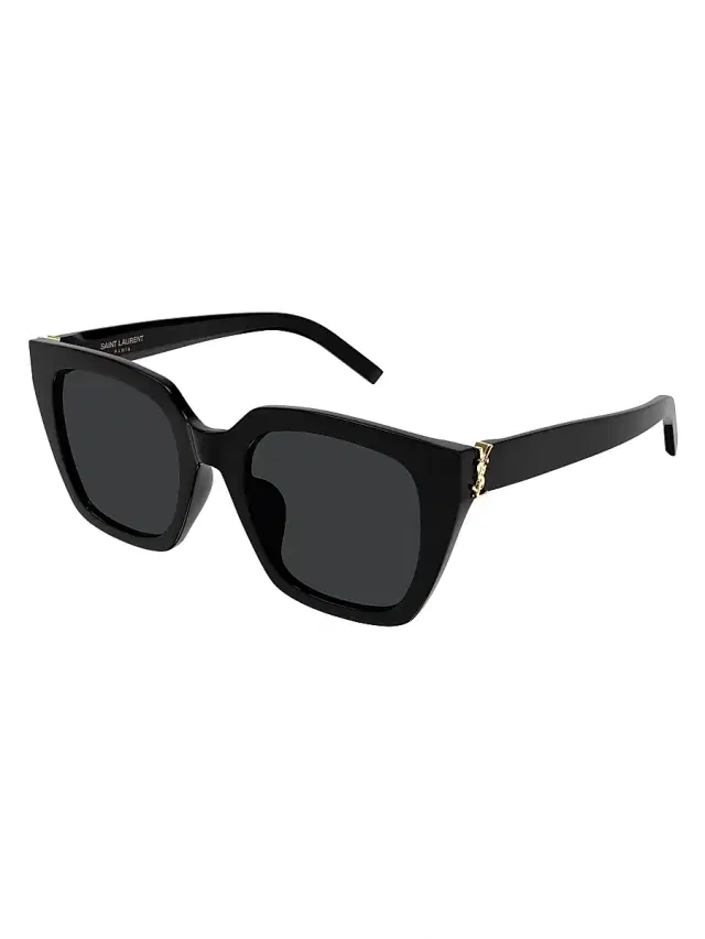 Saint Laurent Women's onogram Hinge  51 Cat-Eye Sunglasses - Dark Grey Black