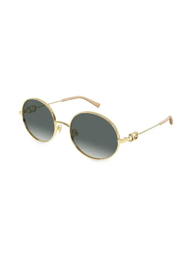Valentino Women's 20MM VLogo Round Sunglasses - Gold Grey