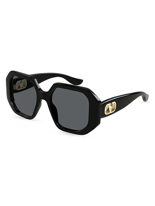 Valentino Garavani Women's Vain Bold 55MM Geometric Sunglasses - Black