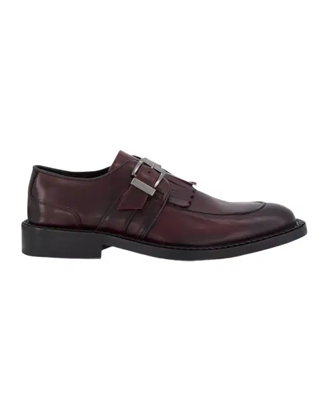 Karl Lagerfeld Paris Men 's Leather Fringe Single Monk Strap Loafers