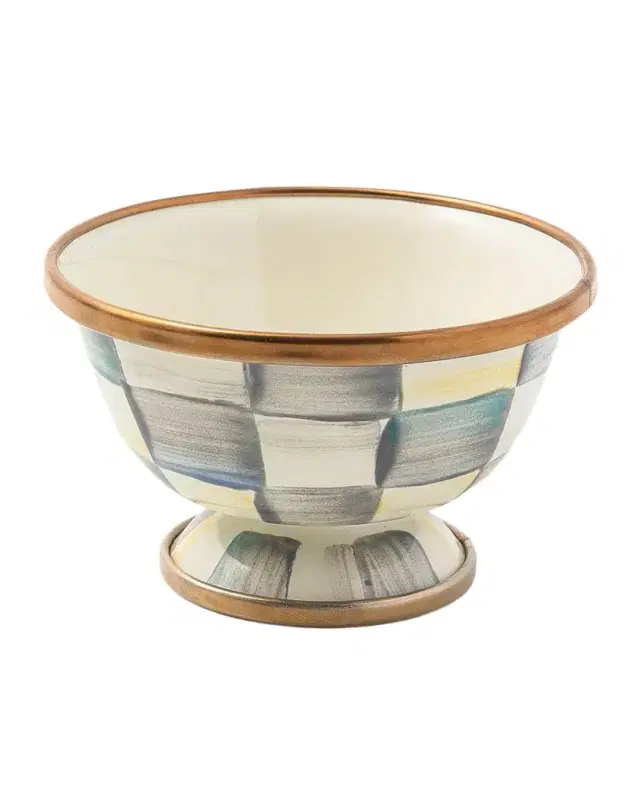 MacKenzie-Childs Sterling Check Enamel Little Sugar Bowl