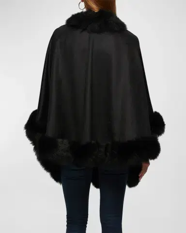 Gorski Cashmere Capelet with Lamb Shearling Trim | Thumbnail 2 Gorski Cashmere Capelet with Lamb Shearling Trim | Thumbnail 2