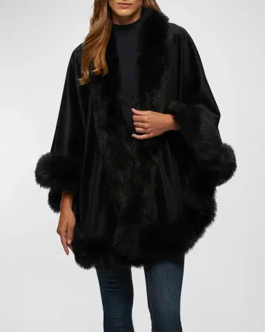 Gorski Cashmere Capelet with Lamb Shearling Trim | Thumbnail 3 Gorski Cashmere Capelet with Lamb Shearling Trim | Thumbnail 3