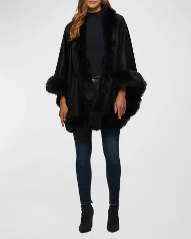 Gorski Cashmere Capelet with Lamb Shearling Trim | Thumbnail 5 Gorski Cashmere Capelet with Lamb Shearling Trim | Thumbnail 5