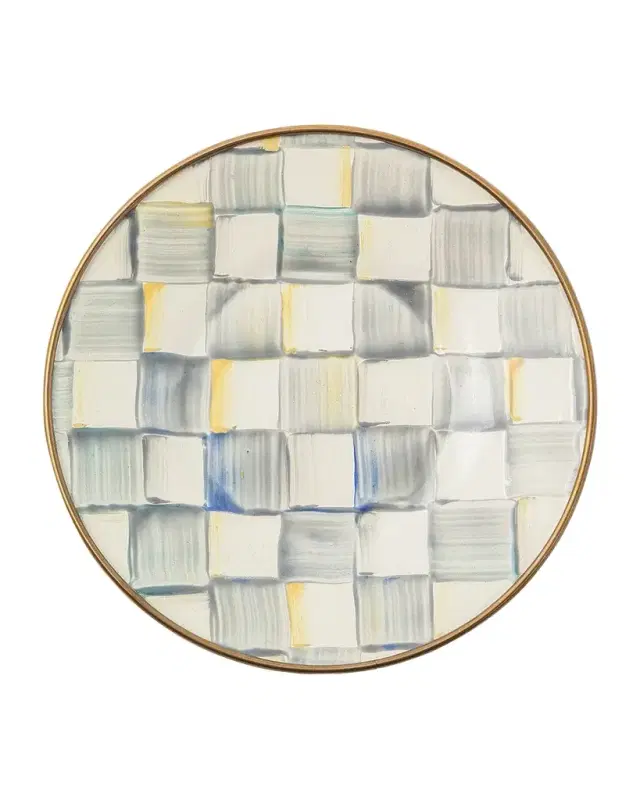 MacKenzie-Childs Sterling Check Enamel Saucer