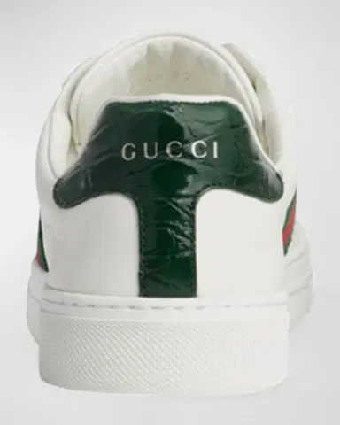 Gucci Ace Leather Web Low-Top Sneakers | Thumbnail 3
