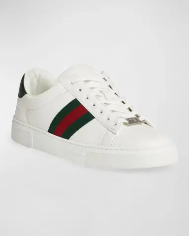 Gucci Ace Leather Web Low-Top Sneakers | Thumbnail 5