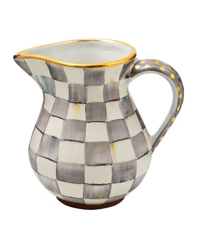MacKenzie-Childs Sterling Check Portly Pitcher