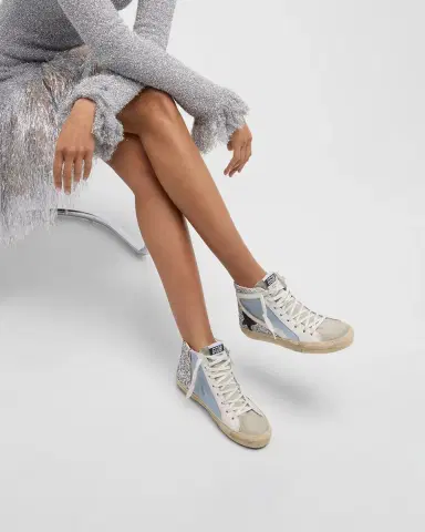Golden Goose Slide Mid-Top Glitter Leather Sneakers | Thumbnail 2 Golden Goose Slide Mid-Top Glitter Leather Sneakers | Thumbnail 2