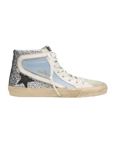 Golden Goose Slide Mid-Top Glitter Leather Sneakers | Thumbnail 1 Golden Goose Slide Mid-Top Glitter Leather Sneakers | Thumbnail 1