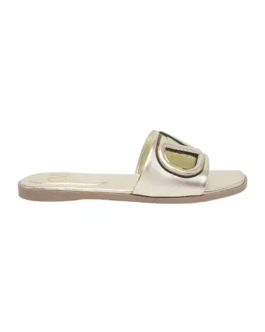 Valentino Garavani VLogo Metallic Flat Slide Sandals | Thumbnail 1