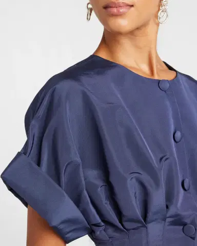 Carolina Herrera Corset-Waist Short-Sleeve Button-Front Gown | Thumbnail 5 Carolina Herrera Corset-Waist Short-Sleeve Button-Front Gown | Thumbnail 5