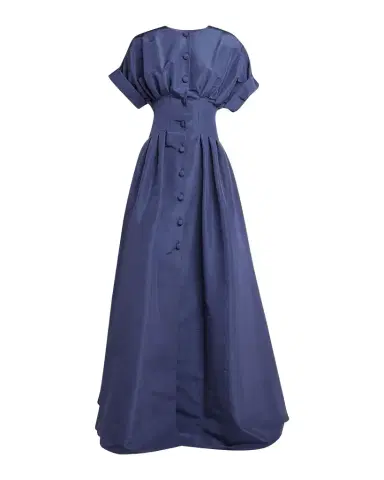 Carolina Herrera Corset-Waist Short-Sleeve Button-Front Gown | Thumbnail 1 Carolina Herrera Corset-Waist Short-Sleeve Button-Front Gown | Thumbnail 1
