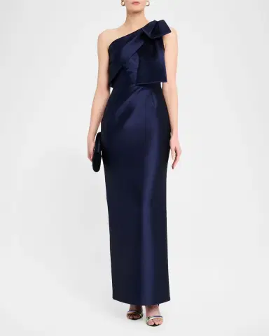 SACHIN & BABI Bonnie One-Shoulder Bow Column Gown | Thumbnail 2 SACHIN & BABI Bonnie One-Shoulder Bow Column Gown | Thumbnail 2