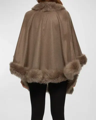 Gorski Cashmere Capelet with Lamb Shearling Trim | Thumbnail 2