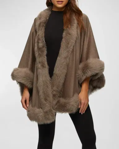 Gorski Cashmere Capelet with Lamb Shearling Trim | Thumbnail 3