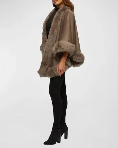 Gorski Cashmere Capelet with Lamb Shearling Trim | Thumbnail 5