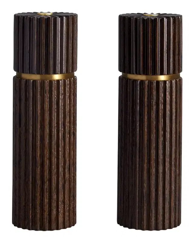 L 'Objet Ionic Salt & Pepper Mills, Smoked Oak