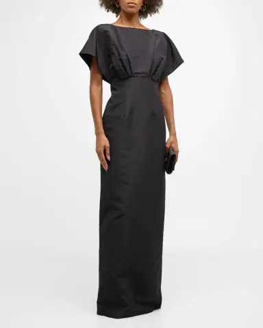 Carolina Herrera Silk Column Gown with Fan Bodice | Thumbnail 2