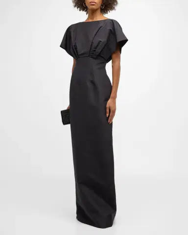 Carolina Herrera Silk Column Gown with Fan Bodice | Thumbnail 3
