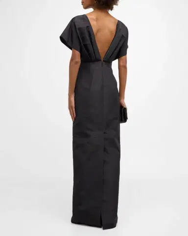 Carolina Herrera Silk Column Gown with Fan Bodice | Thumbnail 4