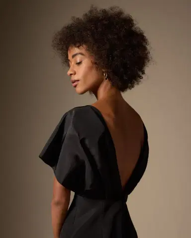Carolina Herrera Silk Column Gown with Fan Bodice | Thumbnail 5