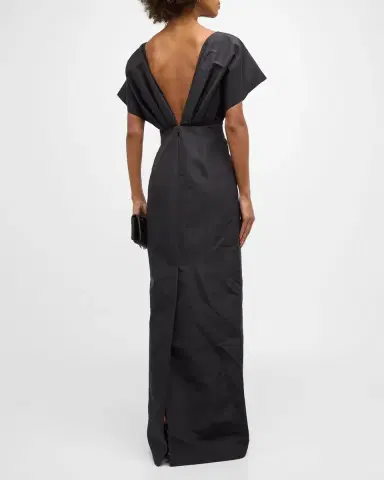 Carolina Herrera Silk Column Gown with Fan Bodice | Thumbnail 7