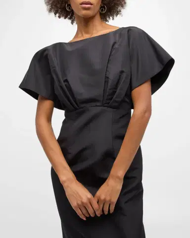 Carolina Herrera Silk Column Gown with Fan Bodice | Thumbnail 8