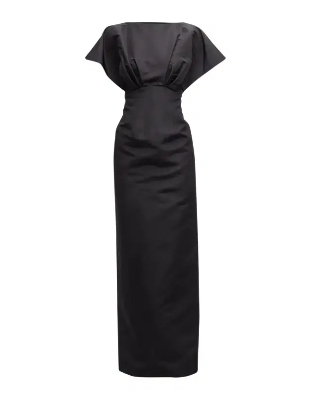 Carolina Herrera Silk Column Gown with Fan Bodice