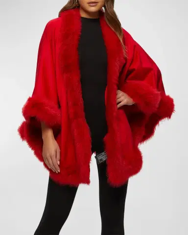 Gorski Cashmere Capelet with Lamb Shearling Trim | Thumbnail 3 Gorski Cashmere Capelet with Lamb Shearling Trim | Thumbnail 3