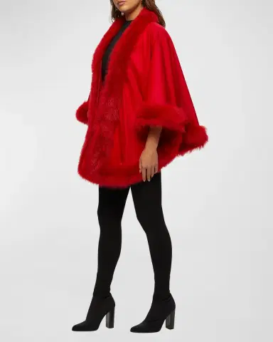 Gorski Cashmere Capelet with Lamb Shearling Trim | Thumbnail 5 Gorski Cashmere Capelet with Lamb Shearling Trim | Thumbnail 5